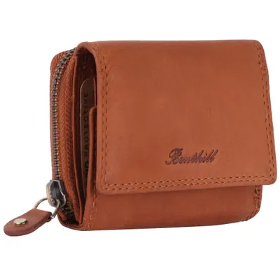 Produktbild von benthill Minibörse Echt Leder Damen & Herren, RFID, 1 Kreditkartenfach, 2 Geldscheinfächer, 1 Münzfach, Reißverschluss & Knopfverschluss, Doppelnaht, inkl. Geschenkbox, Maße: 10x8,5x2,5 cm (LxHxT)