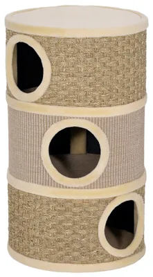 Obrázok produktu pre Klietka pre veľké mačky s 3 poschodiami – mačacia búda | Farba: Hnedá | Rozmery: 45x45x79 cm