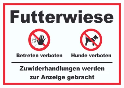 Produktbild von Futterwiese Betreten verboten Hund anleinen Schild A0 Rückseite selbstklebend