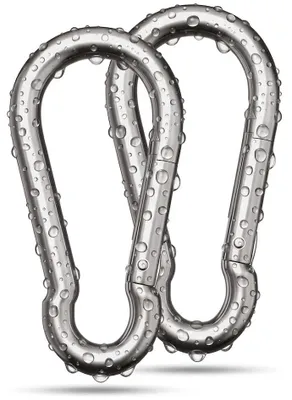 Produktbild von Edelstahl-Karabinerhaken, 2 Stück, Tragfähigkeit: 230 kg