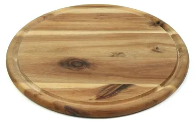Image de Planche à découper en bois d'acacia avec gouttière pour recueillir les jus - Ø 25 cm