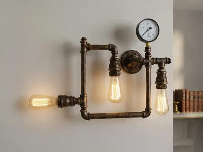 Produktbild von Innen Wandleuchte AMARCORD 3-flammig in Wasserrohr Optik, Rost