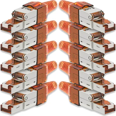 Produktbild von 10x Netzwerkstecker CAT 7 Werkzeuglos RJ45 Netzwerk Metall Stecker Verlegekabel