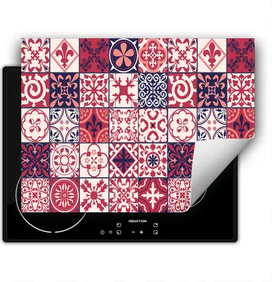 Produktbild von DarHaus Herdabdeckplatte 80x52 cm Anti Rutsch Matte Aufrollbar, rot - Mosaik