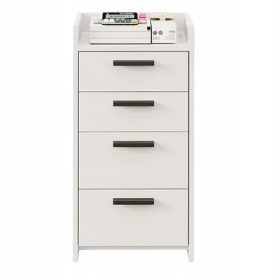 Immagine prodotto di Cassettiera bianca contenitore sotto scrivania scaffale da ufficio armadio 4 cassetti alto elegante