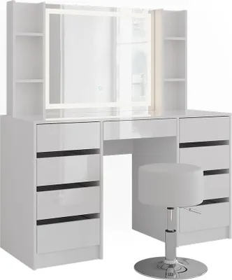 Obrázek produktu pro Toaletní stolek Vicco Sherry Bílá/bílý vysoký lesk 128.2 cm 5 dílů, Model 57638