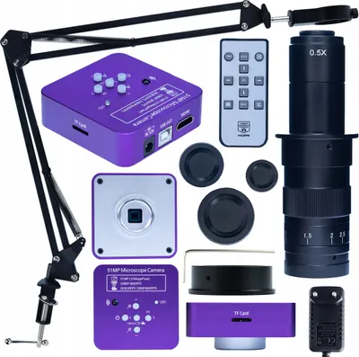 Immagine prodotto di Rosfix Set Puppis Pink PRO KMPPP-HDMI-USB – Microscopio Digitale con Fotocamera da 51 MP, Obiettivo 180x e Treppiede | HDMI/USB, Attacco C