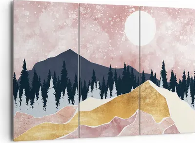 Produktbild von Bild auf Leinwand - Leinwandbild - 3 Teile - Grafik Modern Landschaft - 165x110cm - Wand Bild - Wanddeko - Wandbilder - Leinwanddruck - Bilder - Wanddekoration - Leinwand bilder - CE165x110-4832