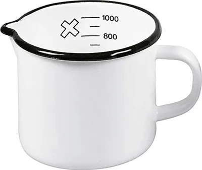 Obrázek produktu pro KARL KRÜGER Milchtopf mit Skala und Ausguss 1 Liter Ø12cm emailliert weiß