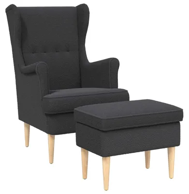 Produktbild von vidaXL Sessel mit Fußhocker 2 stk. Dunkelgrau Bouclé