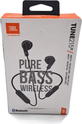 The image shows the retail packaging of JBL Tune 215 Bluetooth Wireless In-Ear Headphones.