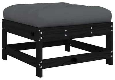 Produktbild von vidaXL Gartenhocker mit Kissen Schwarz Massivholz Kiefer