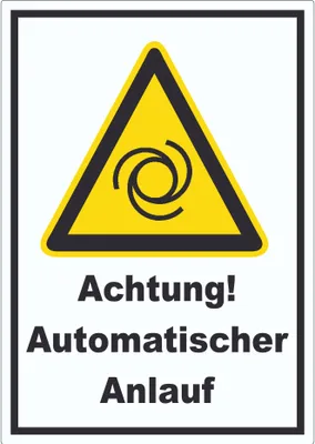 Produktbild von Achtung Automatischer Anlauf Aufkleber A5 (148x210mm)