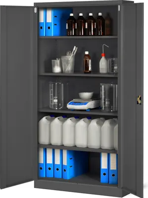 Produktbild von Aktenschrank Büroschrank Metallschrank Stahlschrank Werkzeugschrank Stahlblech Pulverbeschichtet Flügeltürschrank Abschließbar 195 cm x 90 cm x 40 cm Farbe: Anthrazit