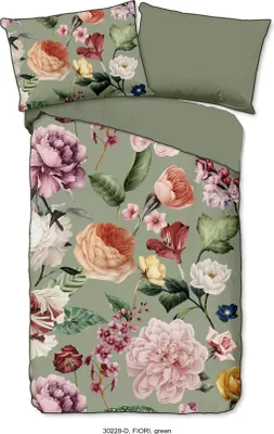 Produktbild von Descanso Bettwäsche mit einer biese und Blumen  - 140x200 cm  - 100% Bio Baumwolle