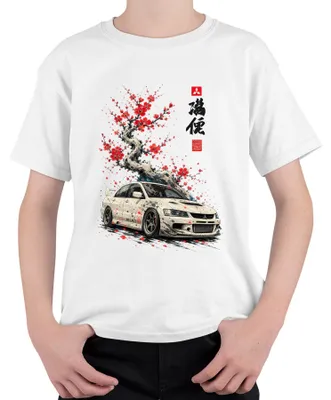 Immagine prodotto di Maglietta per bambini, bianca, taglia 152, con scritta "NO LAGY JDM Evolution Kirschblüte Sakura Japan Auto Y2K Drift"