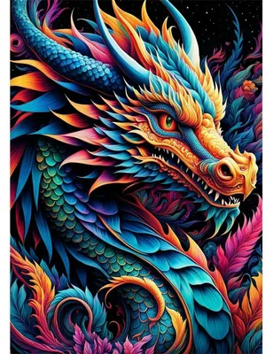 Image de Kit de peinture diamant 5D Drache pour adultes et débutants, kit de mosaïque DIY, décoration murale, 30x40 cm