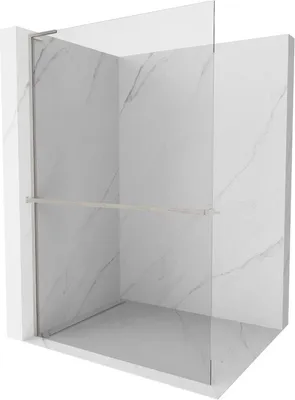 Produktbild von Mexen Kioto+ L Duschwand mit Ablage Walk-in 75 x 200 cm, transparent, gebürstetes Nickel - 800-075-123-97-00