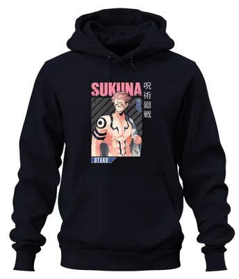 Zdjęcie produktu dla Sukuna Jujutsu Kaisen Otaku Anime Aesthetics Fan Gift Vintage Uni Bluza z kapturem, Granatowy, S