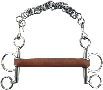 Productafbeelding van ES0230 JW gebit leer pelham lederen pelham staaf staafbit roestvrij staal gebitdikte 21 mm (13,5 cm)