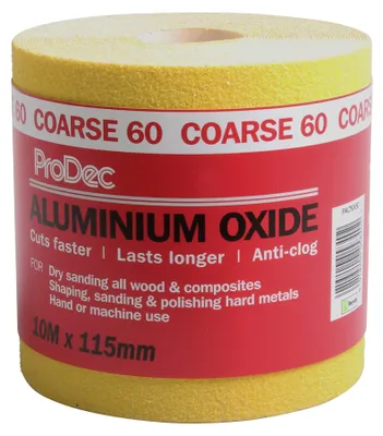 Productafbeelding van ProDec, rol van 10 meter, grof schuurpapier van geel aluminiumoxide, met korrelgrootte