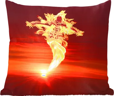 Produktbild von MuchoWow® Zierkissen Sofakissen Wohnzimmer Dekokissen 50x50 cm Eine große Flamme in Form eines Phönix - Komfort - Sofakissen