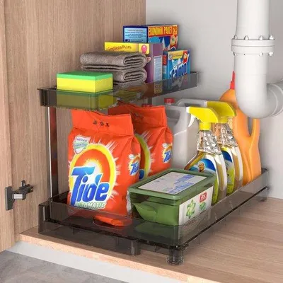Produktbild von Küchenorganisation, Küchenfach mit Schubladen, Küchenfachorganisation, Küchen ausziehbar, Unterfach Steinwasseraufnahme für Unterfach, Spülstein- und Badezimmerfach, Reinigungsmittelorganisation in