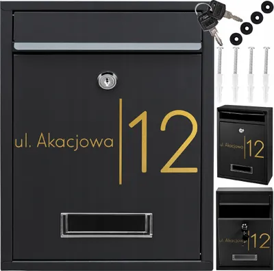 Obrázek produktu pro Poštovní Schránka Černá Rib + Zlatý Nápis