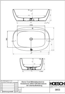 Produktbild von Hoesch 3895.111 BW iSensi Oval 1900x1200 Monolith