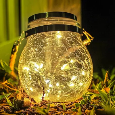 Produktbild von Solarlaterne Gartenlaterne Gartenleuchte - Warmweißes Licht - Glas - Mit Leinenkordel - Für Garten und Terrasse