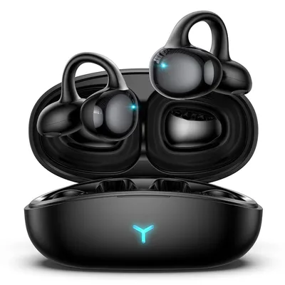 Kabellose Bluetooth 5.3 Open-Ear-Kopfhörer, wasserdicht, mit geräuschunterdrückendem Mikrofon, lange Akkulaufzeit, ideal zum Laufen, Arbeiten & Gaming, Schwarz