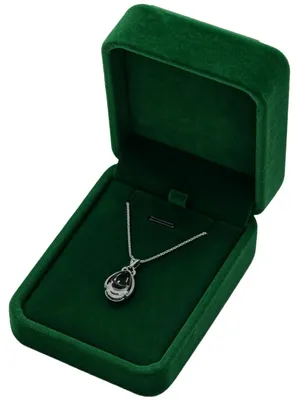 Productafbeelding van Sieradendoosje, fluweel, groen, 7 x 10 x 4 cm, geschikt voor het n van armbanden en kettingen