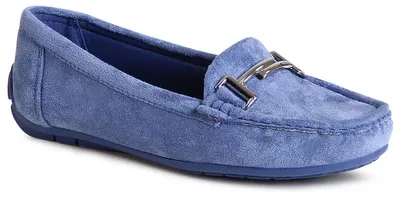 Produktbild von topschuhe24 2779 Damen Velours Mokassins Komfort Slipper, Farbe:Blau, Größe:38 EU