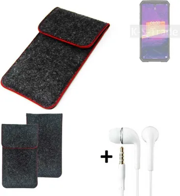 Produktbild von K-S-Trade Handy Schutz Hülle kompatibel mit Ulefone Armor 9 Schutzhülle Handyhülle Filztasche Pouch Tasche Case Sleeve Filzhülle dunkelgrau roter