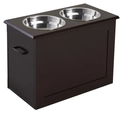 Zdjęcie produktu dla Podwyższona miska dla psa z miejscem do przechowywania, stacja do karmienia dużych psów, kawa espresso