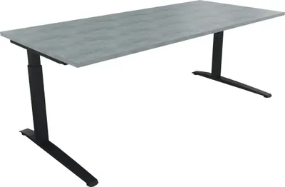 Produktbild von Schreibtisch Kufe Einzels. Quadrat B2000xT900xH650-850 an/Beton hell