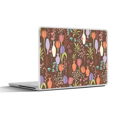 Produktbild von MuchoWow® Laptop Aufkleber Sticker Cover Blumen - Vase - Muster 32.5x23.5 cm - Sticker für Laptop - Selbstklebend