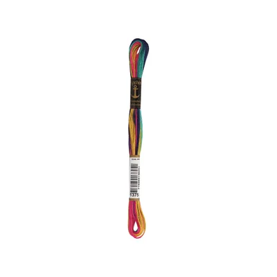 A single skein of embroidery thread on a white background.