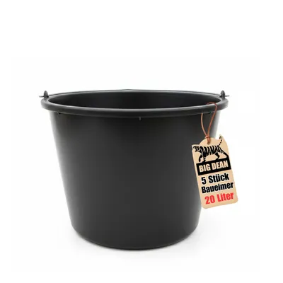 Image de BigDean, lot de 5 seaux de construction de 20 litres avec graduation. Fabriqué en Europe