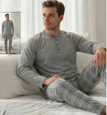 Immagine prodotto di Pigiama da uomo grigio chiaro L cotone lungo M-75