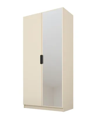 Immagine prodotto di PAWS MOBEL Armadio inclinabile beige 100x52x200 cm, armadio a due ante aperto con specchio, con ripiani e appendiabiti