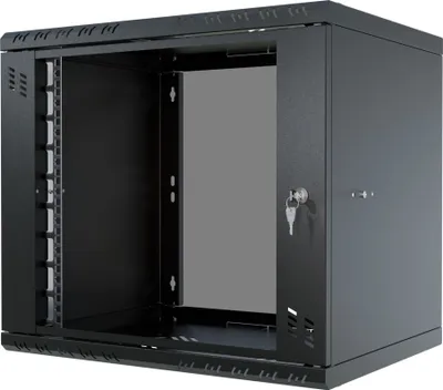 Zdjęcie produktu dla Szafa Serwerowa Wisząca Rack 19" 9U 450Mm Drzwi Szyba Czarna Stalflex