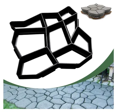 Produktbild von Pflasterform aus Kunststoff in Schwarz für DIY-Projekte im Außenbereich, Trittplatten-Gießform 43x43x4 cm