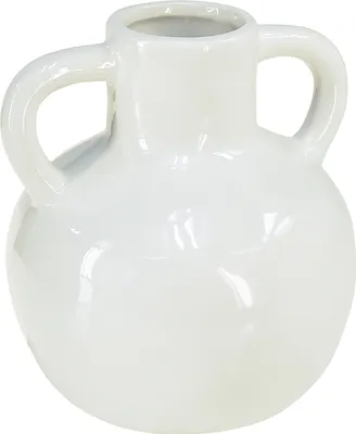 Produktbild von Keramikvase Weiß mit 2 Henkeln Minivase Krug Deko Ø7cm H11,5cm