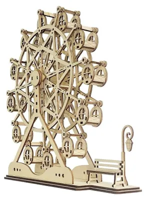 Produktbild von Holz-Puzzle im 3D-Format – Mechanisches Murmelbahn-Modell – 369 Teile – Bausatz