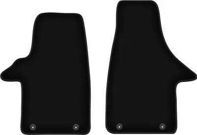 Image de Wielganizator Tapis avant de sol velours sur-mesure pour VW Transporter T5 (2003-2015, utilitaire, 2 rangées) noir, jeu 2 pièces, fixations