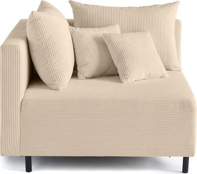 Image de Lisa Design Edinburg - module d'assise d'angle gauche - en velours côtelé , Beige