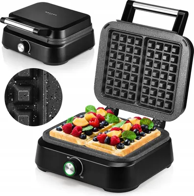 Produktbild von Waffeleisen 2 Grosse Knusprige Waffeln Xxl Leistungsstark 2200W Marmorierung Mozano