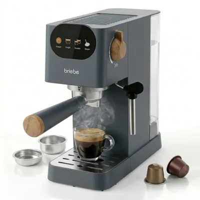 Produktbild von Briebe EC1180GRY Nordic Kaffeemaschine Espresso 20 Bar Kompatibel Nespresso-Kapseln und Kaffee Grau