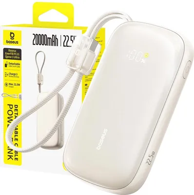 Produktbild von Baseus Schnelle Powerbank 20000Mah 22,5W Usb-C Usb-A Kabel Lightning